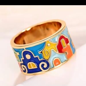 Colorful Enamel Gold Ring